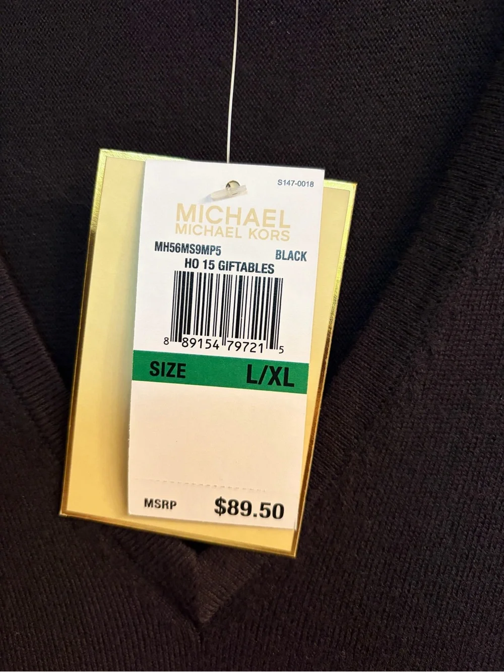 Michael Kors Black V-Neck Fringe-Hem poncho